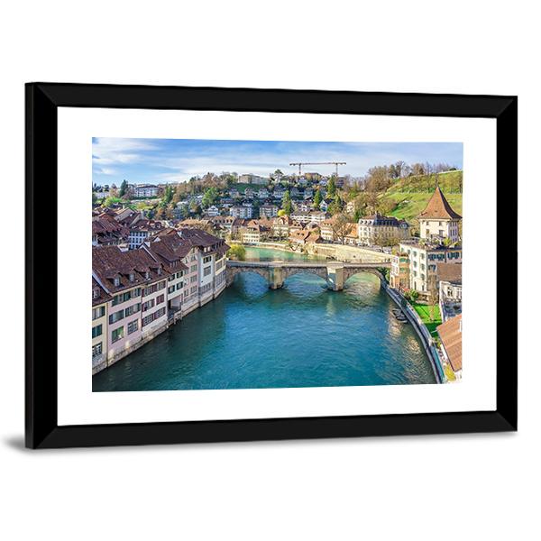 Nydeggbrucke Bridge Over River Canvas Wall Art-5 Horizontal-Gallery Wrap-22" x 12"-Tiaracle