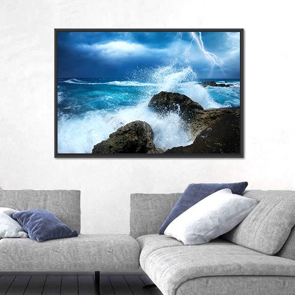 Ocean Storm Canvas Wall Art-5 Horizontal-Gallery Wrap-22" x 12"-Tiaracle