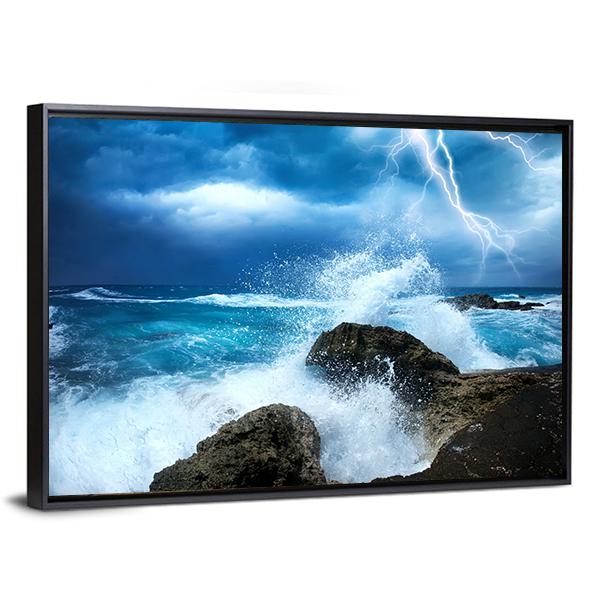 Ocean Storm Canvas Wall Art-5 Horizontal-Gallery Wrap-22" x 12"-Tiaracle