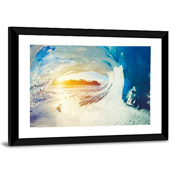 Ocean Wave Crashing At Sunrise Canvas Wall Art-3 Horizontal-Gallery Wrap-25" x 16"-Tiaracle