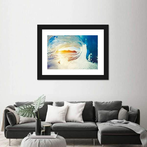 Ocean Wave Crashing At Sunrise Canvas Wall Art-3 Horizontal-Gallery Wrap-25" x 16"-Tiaracle