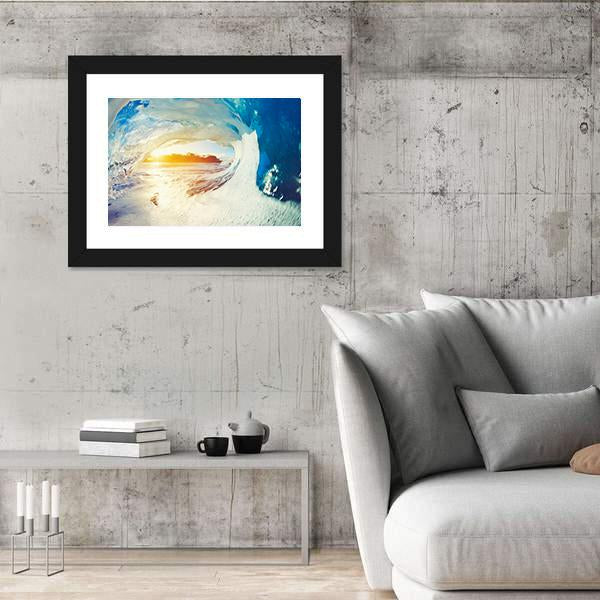Ocean Wave Crashing At Sunrise Canvas Wall Art-3 Horizontal-Gallery Wrap-25" x 16"-Tiaracle