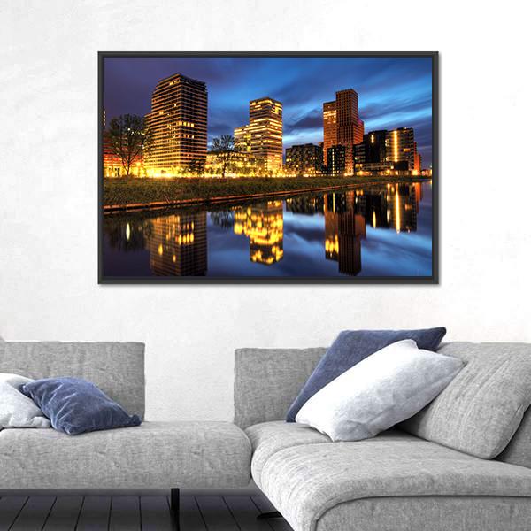 Office Buildings Amsterdam Canvas Wall Art-5 Horizontal-Gallery Wrap-22" x 12"-Tiaracle
