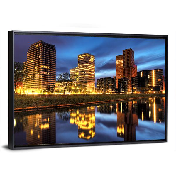 Office Buildings Amsterdam Canvas Wall Art-5 Horizontal-Gallery Wrap-22" x 12"-Tiaracle