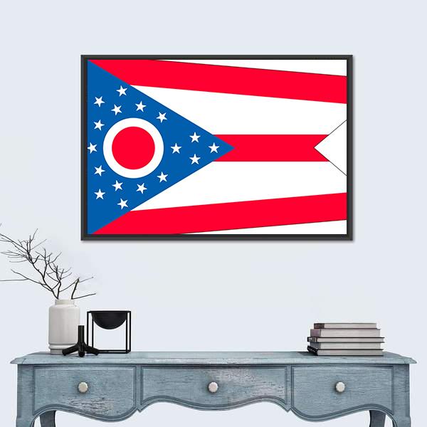 Ohio State Flag Canvas Wall Art-1 Piece-Floating Frame-24" x 16"-Tiaracle