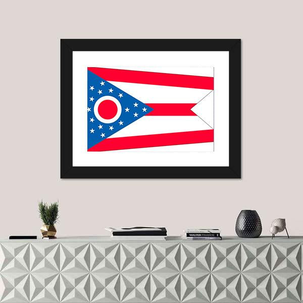 Ohio State Flag Canvas Wall Art-1 Piece-Framed Print-20" x 16"-Tiaracle