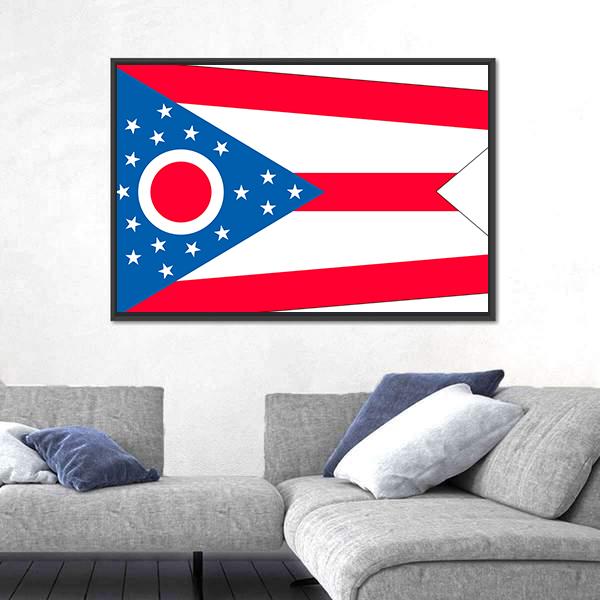 Ohio State Flag Canvas Wall Art-5 Horizontal-Gallery Wrap-22" x 12"-Tiaracle