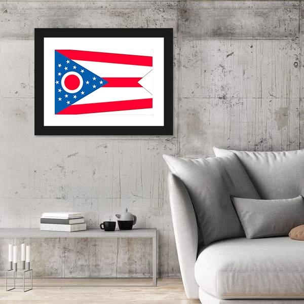 Ohio State Flag Canvas Wall Art-5 Horizontal-Gallery Wrap-22" x 12"-Tiaracle
