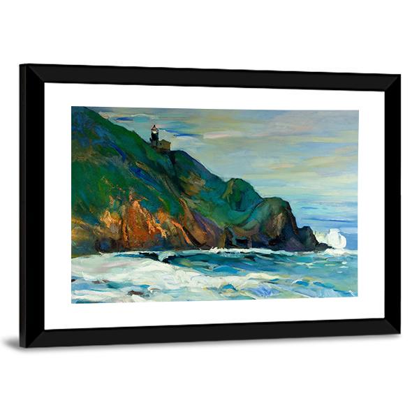 Oil Painting Of Seacoast Canvas Wall Art-5 Horizontal-Gallery Wrap-22" x 12"-Tiaracle