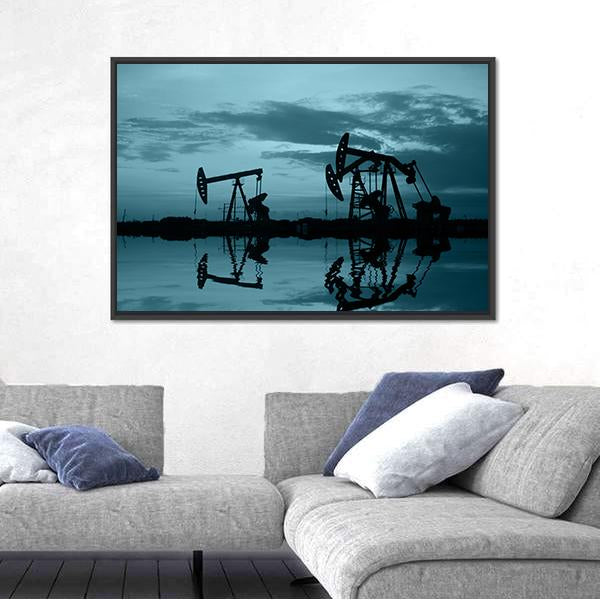 Oil Pipeline & Pumping Unit Canvas Wall Art-5 Horizontal-Gallery Wrap-22" x 12"-Tiaracle