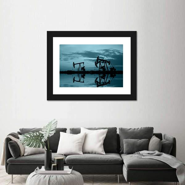 Oil Pipeline & Pumping Unit Canvas Wall Art-5 Horizontal-Gallery Wrap-22" x 12"-Tiaracle