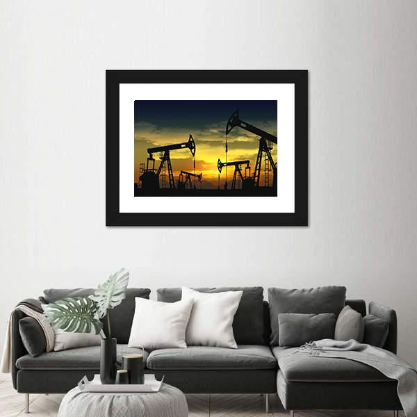 Oil Pump Jack In Operation Canvas Wall Art-5 Horizontal-Gallery Wrap-22" x 12"-Tiaracle