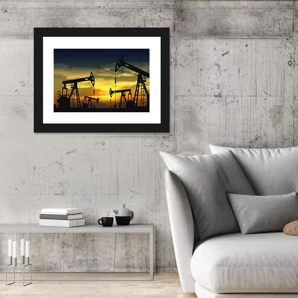 Oil Pump Jack In Operation Canvas Wall Art-5 Horizontal-Gallery Wrap-22" x 12"-Tiaracle