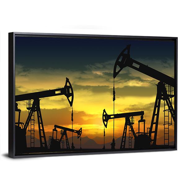 Oil Pump Jack In Operation Canvas Wall Art-5 Horizontal-Gallery Wrap-22" x 12"-Tiaracle