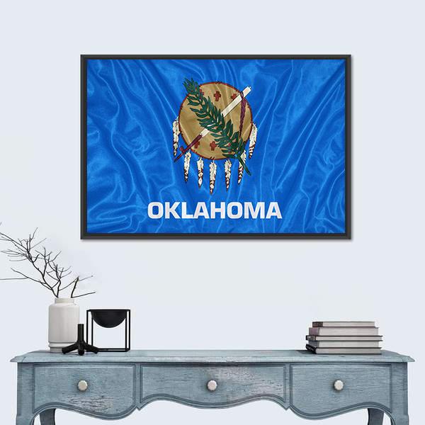 Oklahoma Flag Canvas Wall Art-1 Piece-Floating Frame-24" x 16"-Tiaracle
