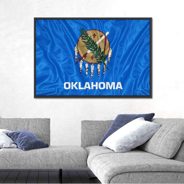 Oklahoma Flag Canvas Wall Art-5 Horizontal-Gallery Wrap-22" x 12"-Tiaracle
