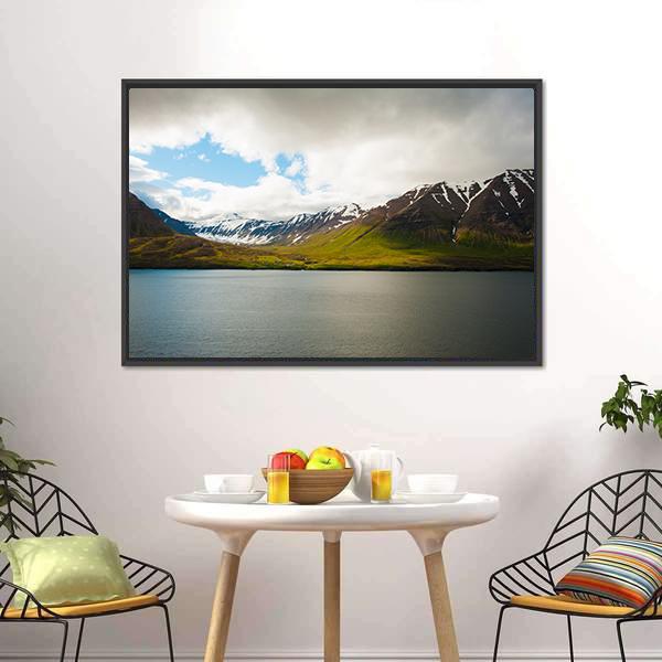 Olafsfjordur In Winter Canvas Wall Art-3 Horizontal-Gallery Wrap-25" x 16"-Tiaracle