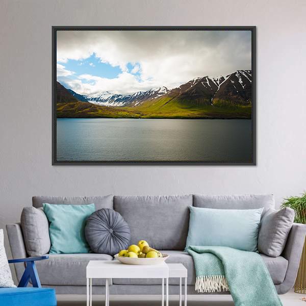 Olafsfjordur In Winter Canvas Wall Art-3 Horizontal-Gallery Wrap-25" x 16"-Tiaracle