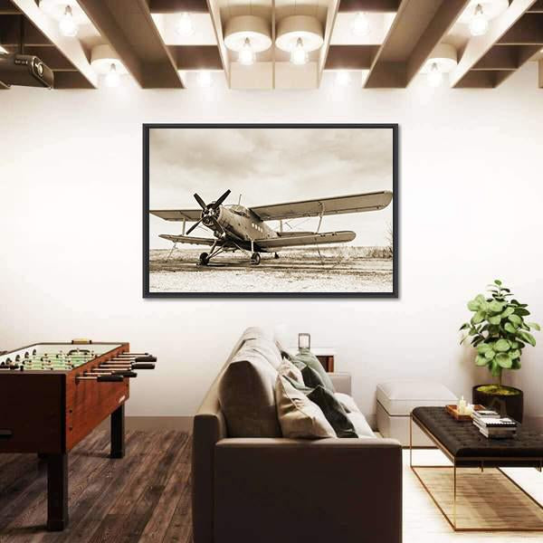 Old Airplane Canvas Wall Art-5 Horizontal-Gallery Wrap-22" x 12"-Tiaracle