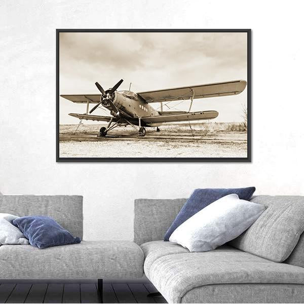 Old Airplane Canvas Wall Art-5 Horizontal-Gallery Wrap-22" x 12"-Tiaracle