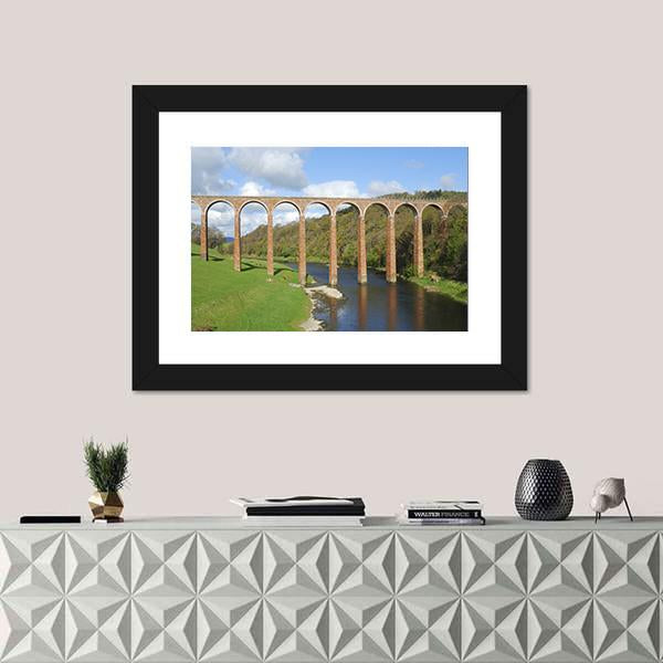 Old Bridge Over River Tweed Canvas Wall Art-1 Piece-Framed Print-20" x 16"-Tiaracle