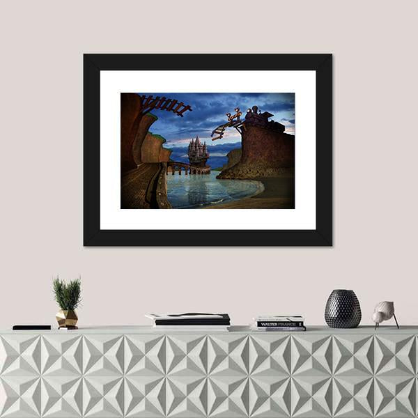 Old Broken Railway Bridge Canvas Wall Art-1 Piece-Framed Print-20" x 16"-Tiaracle