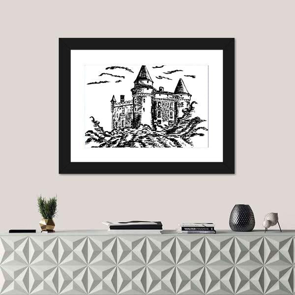 Old Castle Canvas Wall Art-1 Piece-Framed Print-20" x 16"-Tiaracle