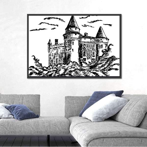 Old Castle Canvas Wall Art-5 Horizontal-Gallery Wrap-22" x 12"-Tiaracle