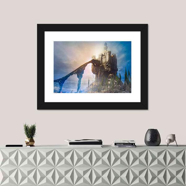 Old Castle On Hill Canvas Wall Art-1 Piece-Framed Print-20" x 16"-Tiaracle