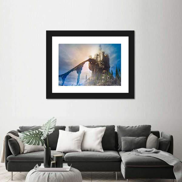 Old Castle On Hill Canvas Wall Art-5 Horizontal-Gallery Wrap-22" x 12"-Tiaracle