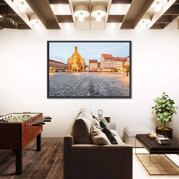 Old Cathedral In Nurnberg City Canvas Wall Art-5 Horizontal-Gallery Wrap-22" x 12"-Tiaracle