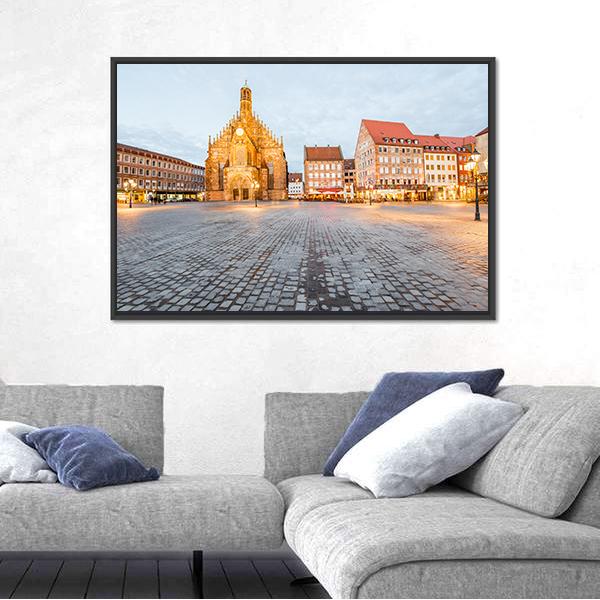 Old Cathedral In Nurnberg City Canvas Wall Art-5 Horizontal-Gallery Wrap-22" x 12"-Tiaracle