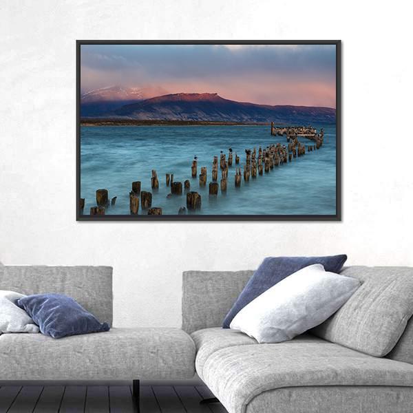 Old Landing Stage Chile Canvas Wall Art-5 Horizontal-Gallery Wrap-22" x 12"-Tiaracle