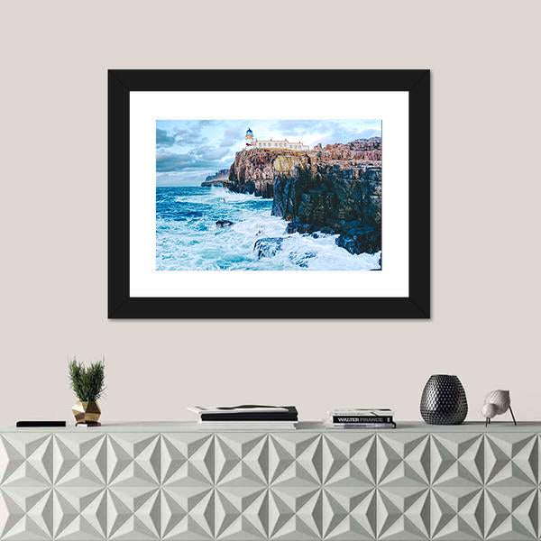 Old Lighthouse On Neist Point Canvas Wall Art-1 Piece-Framed Print-20" x 16"-Tiaracle