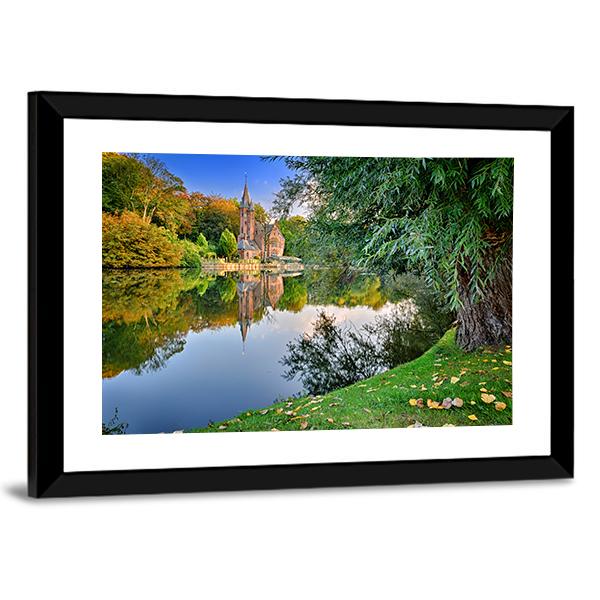 Old Mansion With Lake Canvas Wall Art-5 Horizontal-Gallery Wrap-22" x 12"-Tiaracle