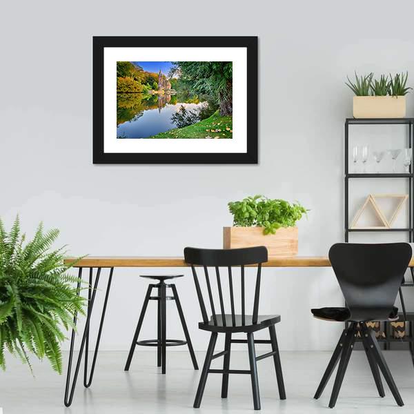 Old Mansion With Lake Canvas Wall Art-5 Horizontal-Gallery Wrap-22" x 12"-Tiaracle