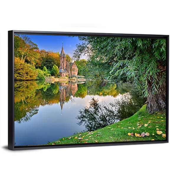 Old Mansion With Lake Canvas Wall Art-5 Horizontal-Gallery Wrap-22" x 12"-Tiaracle