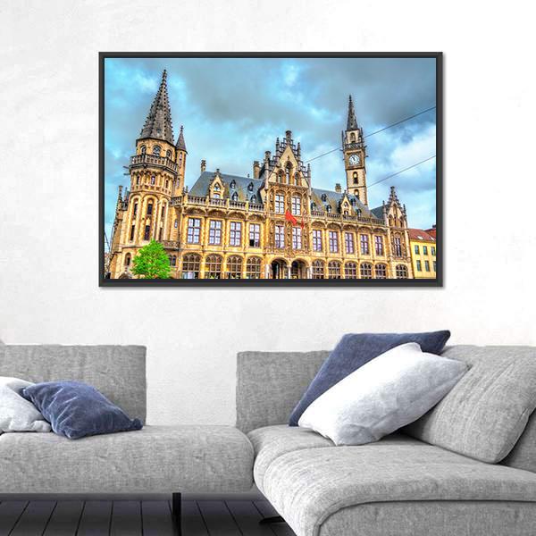 Old Post Office In Ghent Canvas Wall Art-5 Horizontal-Gallery Wrap-22" x 12"-Tiaracle