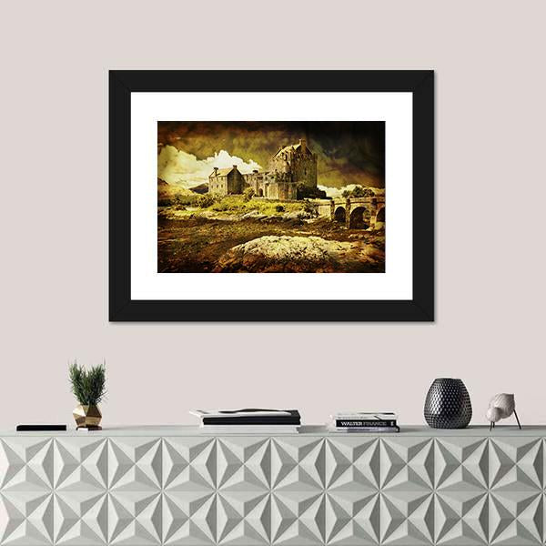 Old Scottish Castle Canvas Wall Art-1 Piece-Framed Print-20" x 16"-Tiaracle