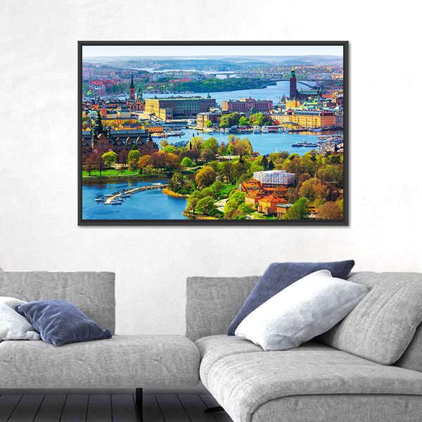 Old Town Gamla Stan Canvas Wall Art-5 Horizontal-Gallery Wrap-22" x 12"-Tiaracle