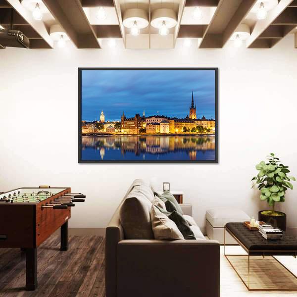 Old Town Gamla Stan In Stockholm Canvas Wall Art-5 Horizontal-Gallery Wrap-22" x 12"-Tiaracle