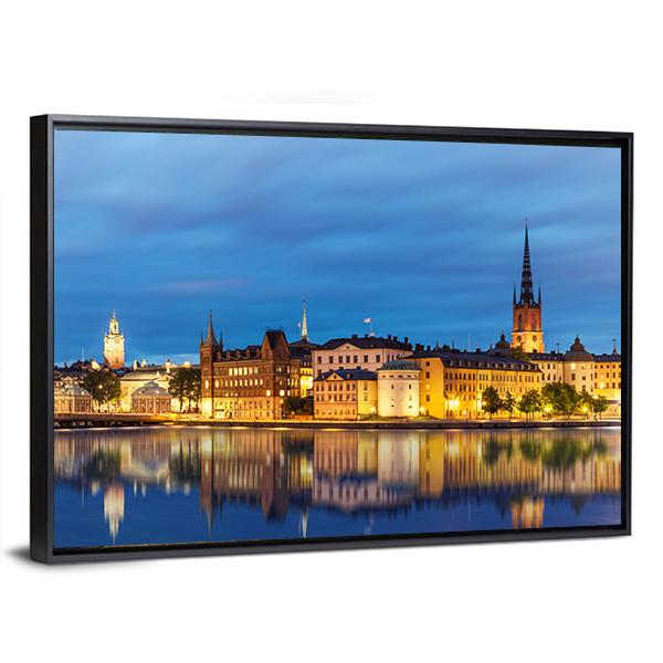 Old Town Gamla Stan In Stockholm Canvas Wall Art-5 Horizontal-Gallery Wrap-22" x 12"-Tiaracle