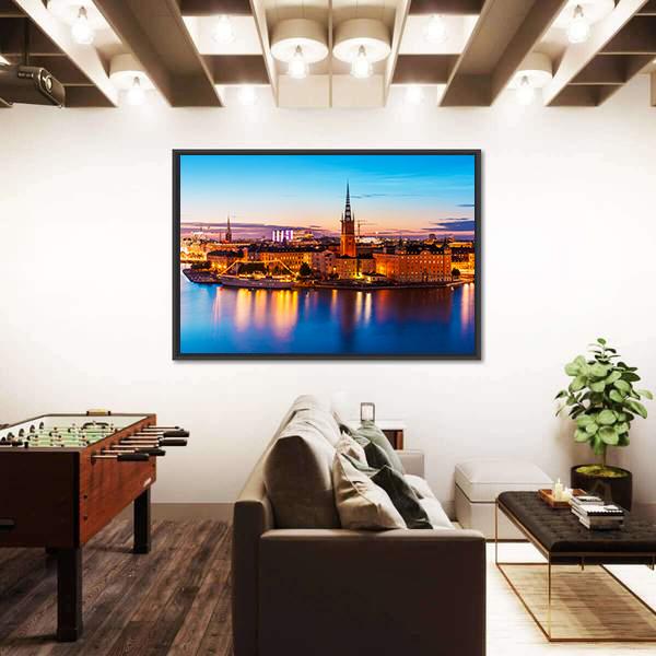 Old Town Gamla Stan Stockholm Canvas Wall Art-5 Horizontal-Gallery Wrap-22" x 12"-Tiaracle