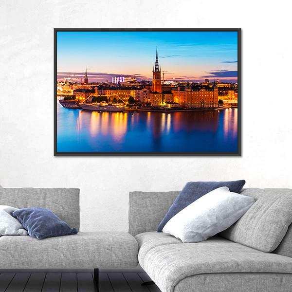 Old Town Gamla Stan Stockholm Canvas Wall Art-5 Horizontal-Gallery Wrap-22" x 12"-Tiaracle
