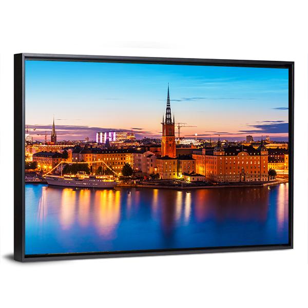Old Town Gamla Stan Stockholm Canvas Wall Art-5 Horizontal-Gallery Wrap-22" x 12"-Tiaracle