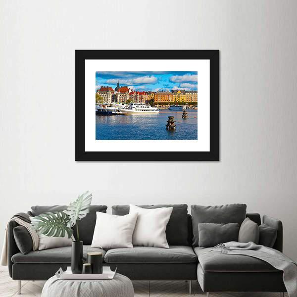 Old Town In Stockholm Canvas Wall Art-1 Piece-Framed Print-20" x 16"-Tiaracle