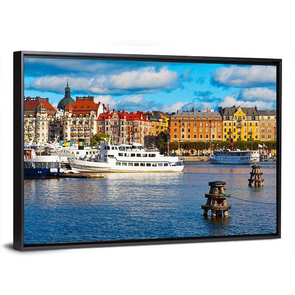 Old Town In Stockholm Canvas Wall Art-3 Horizontal-Gallery Wrap-25" x 16"-Tiaracle