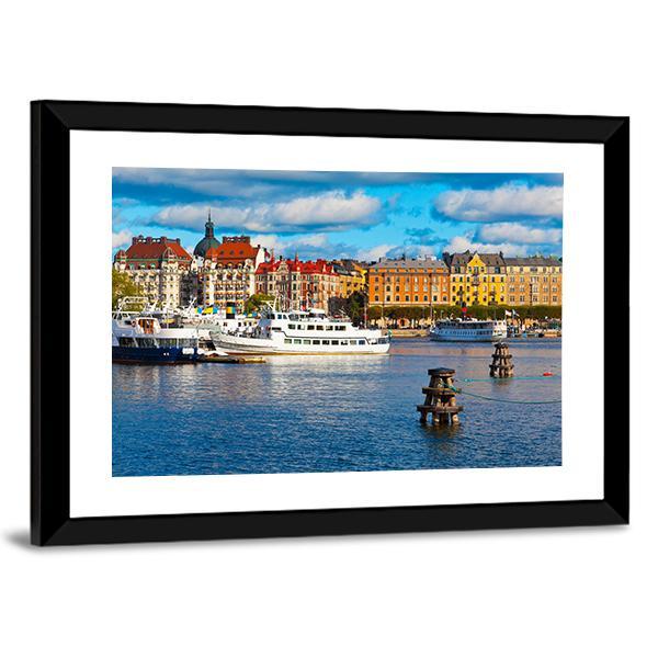 Old Town In Stockholm Canvas Wall Art-3 Horizontal-Gallery Wrap-25" x 16"-Tiaracle