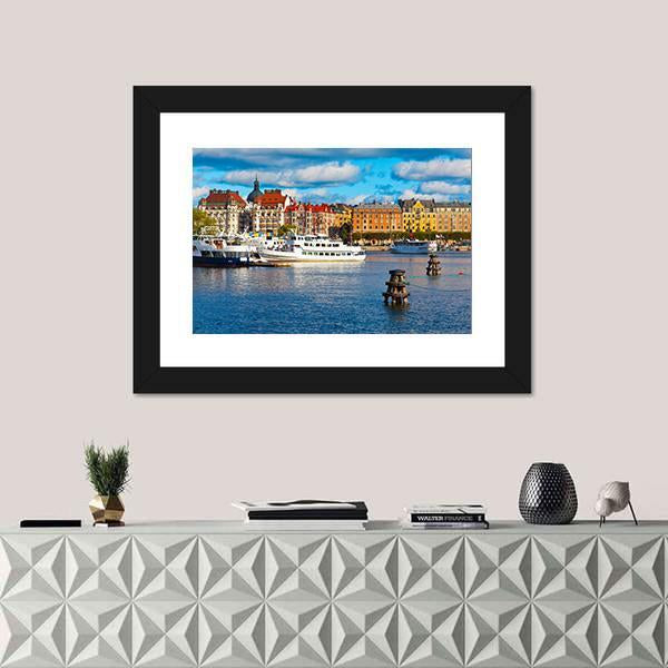 Old Town In Stockholm Canvas Wall Art-3 Horizontal-Gallery Wrap-25" x 16"-Tiaracle