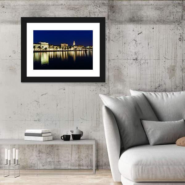 Old Town Of Split At Night Canvas Wall Art-5 Horizontal-Gallery Wrap-22" x 12"-Tiaracle
